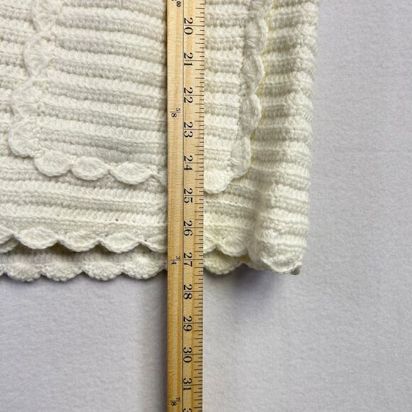 Woman's Crochet Knit White Sleeveless Cardigan - L/ XL Cottagecore Boho Vintage - Picture 7 of 8